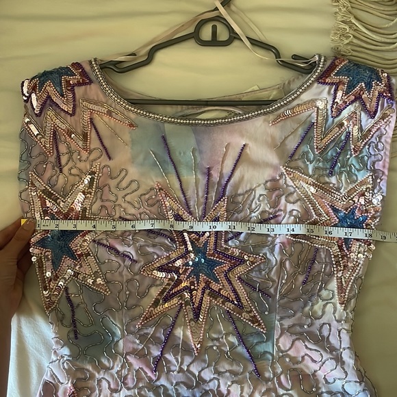 BRAND NEW LoveShackFancy Colville Beaded Sequin Celestial Star Dress in Purple - Picture 9 of 11